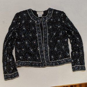 Papell Boutique Evening Navy Blue/Silver, Medium
